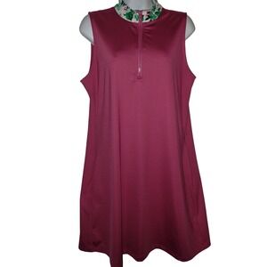 Tommy Bahama‎ Golf Dress Large Sleeveless Zip neck Tropical Maroon Athleisure